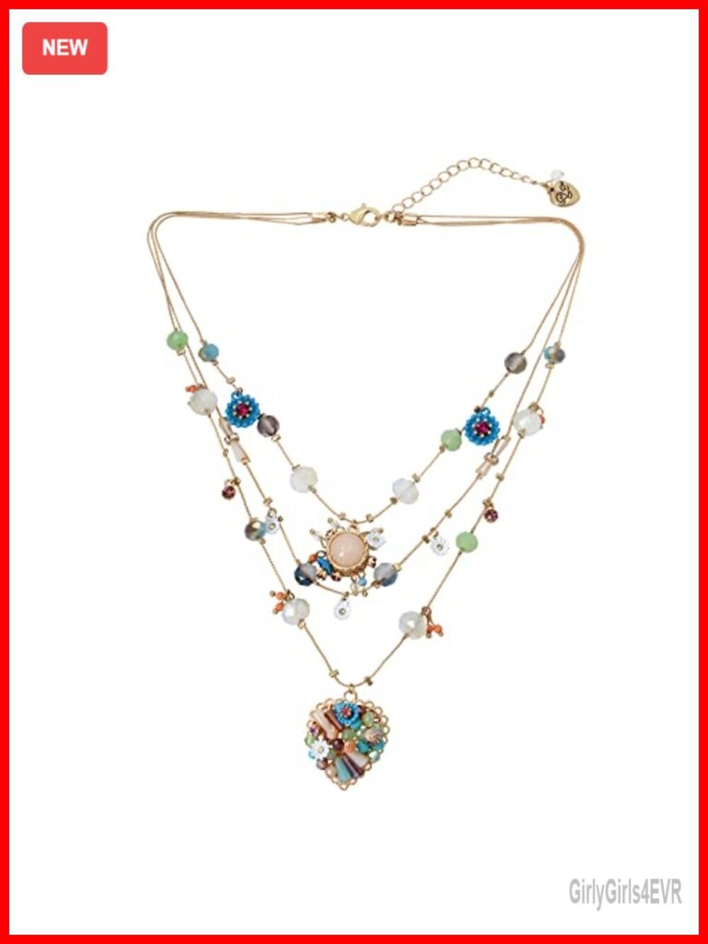Layered Butterfly Charms Necklace with Faceted Beads